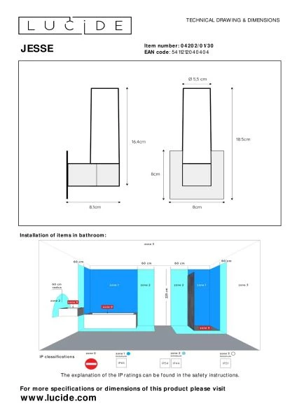 Lucide JESSE - Wandleuchte Badezimmer - 1xG9 - IP44 - Schwarz - technisch